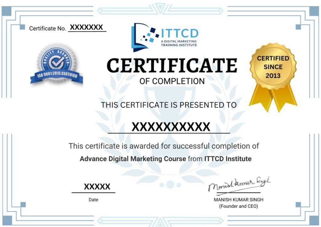 Digital Marketing Course Certificate