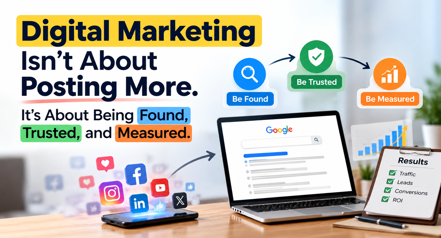 Digital Marketing isn't about Posting more. It is about being found, trusted and measured.